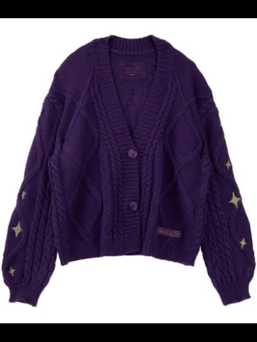 Purple Cable Knit Button-Front Women's Sweater Cardigan